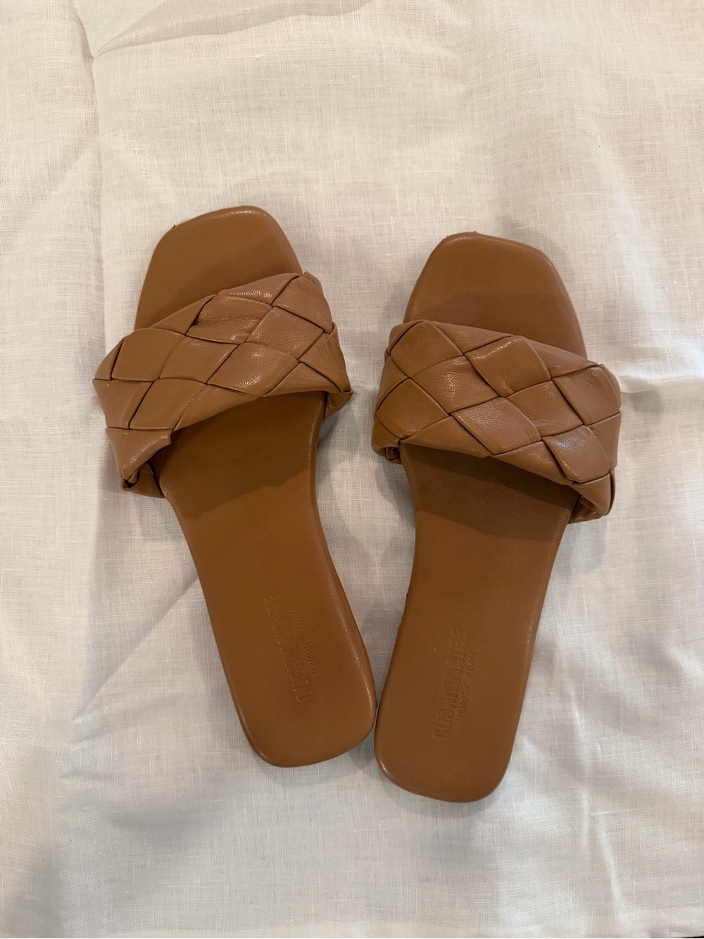 Braided Slide Sandals in Tan